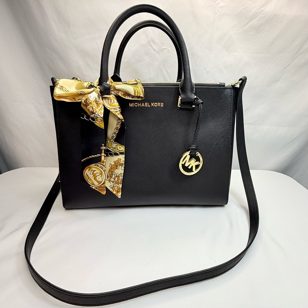 Michael Kors Kellen Medium Saffiano Leather Satchel Crossbody Adj Strap NWOT